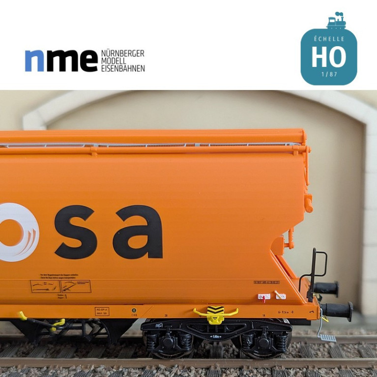 Wagon céréalier Tagnpps 95m3 WASCOSA orange Ep VI HO NME 509606 - Maketis