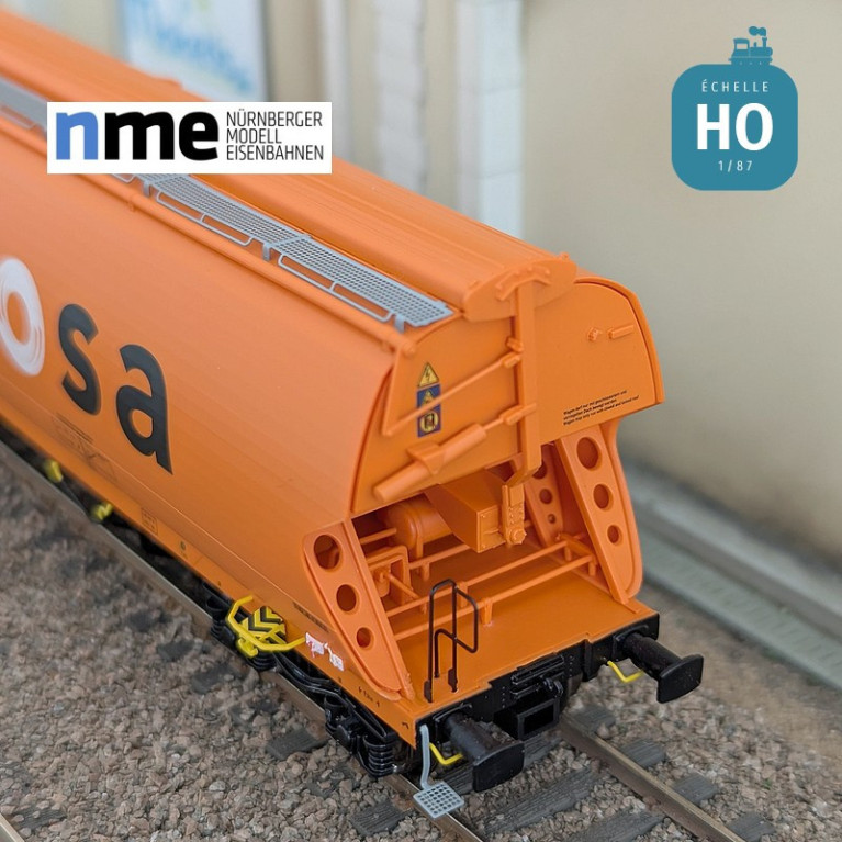 Wagon céréalier Tagnpps 95m3 WASCOSA orange Ep VI HO NME 509606 - Maketis