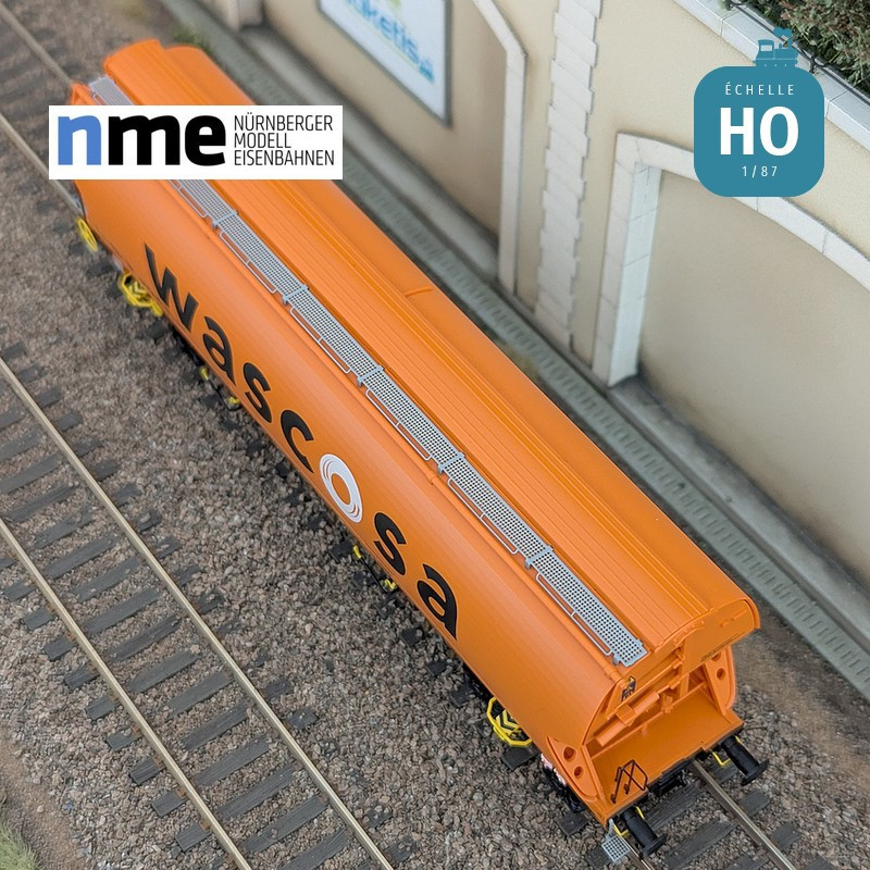 Wagon céréalier Tagnpps 95m3 WASCOSA orange Ep VI HO NME 509606 - Maketis