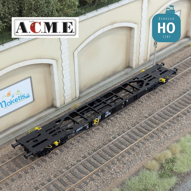 Wagon multimodal 60' Type Sgnss GTS avec caisse mobile "GTS" bleu EP V-VI HO ACME 40421 - Maketis
