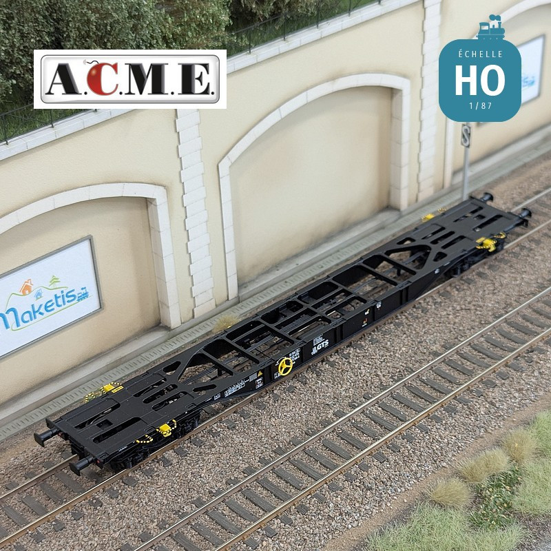 Wagon multimodal 60' Type Sgnss GTS avec caisse mobile "GTS" bleu EP V-VI HO ACME 40421 - Maketis