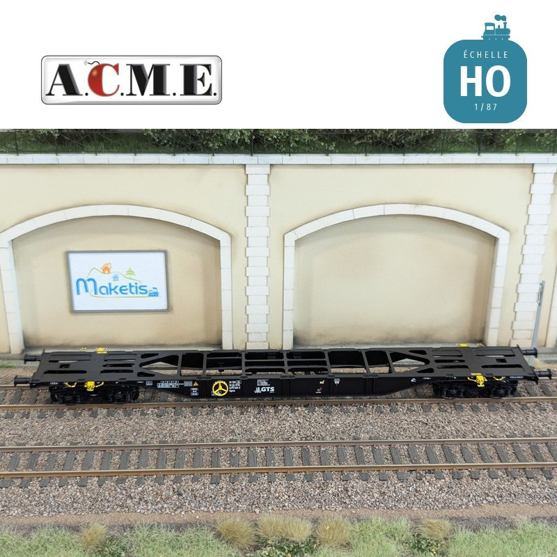 Wagon multimodal 60' Type Sgnss GTS avec caisse mobile "GTS" bleu EP V-VI HO ACME 40421 - Maketis