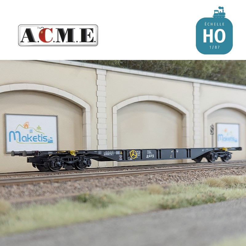 Wagon multimodal 60' Type Sgnss GTS avec caisse mobile "GTS" bleu EP V-VI HO ACME 40421 - Maketis