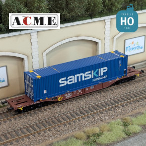 Wagon multimodal type Sgns Touax 60' avec container "SAMSKIP" EP V-VI HO ACME 40427 - Maketis
