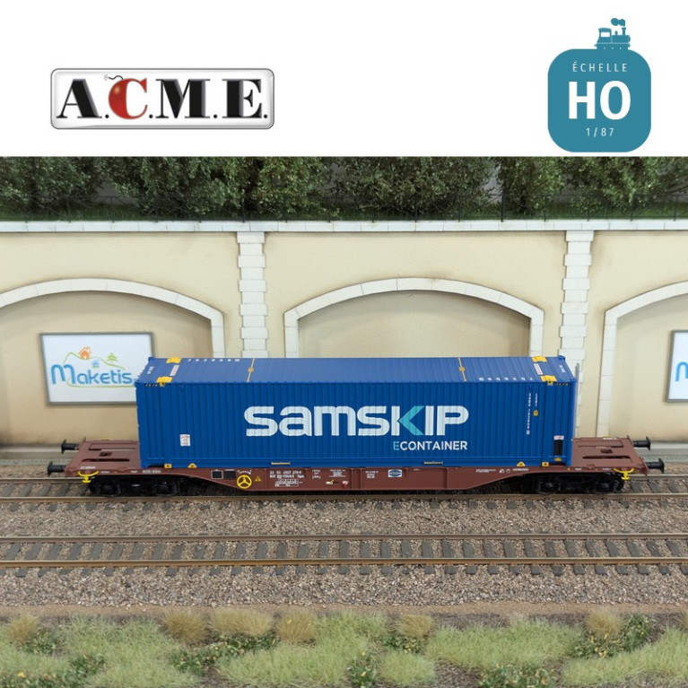 Wagon multimodal type Sgns Touax 60' avec container "SAMSKIP" EP V-VI HO ACME 40427 - Maketis Wagon multimodal type Sgns Touax 60' avec container "SAMSKIP" EP V-VI HO ACME 40427 - Maketis