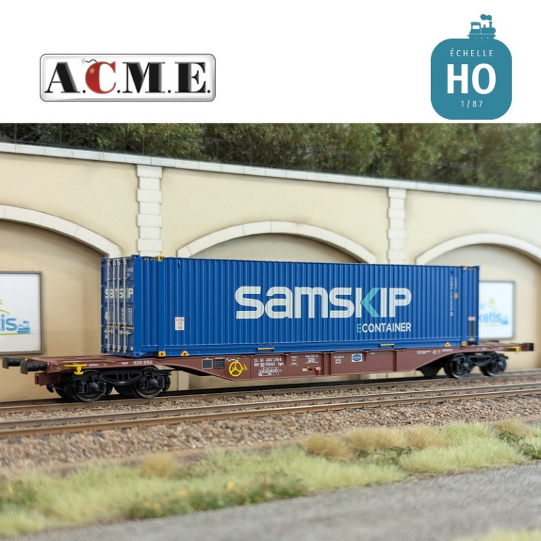 Wagon multimodal type Sgns Touax 60' avec container "SAMSKIP" EP V-VI HO ACME 40427 - Maketis Wagon multimodal type Sgns Touax 60' avec container "SAMSKIP" EP V-VI HO ACME 40427 - Maketis
