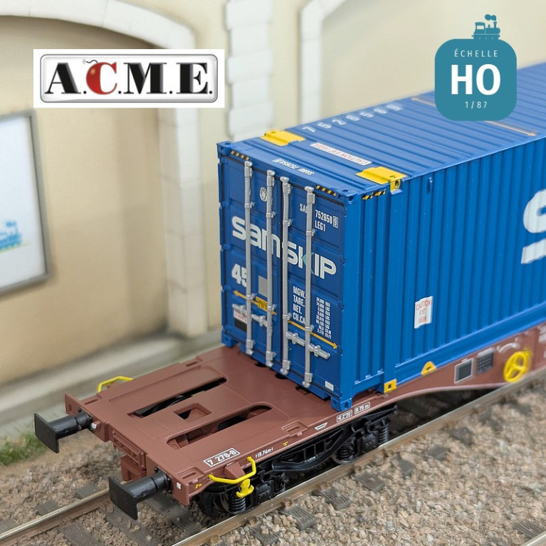 Wagon multimodal type Sgns Touax 60' avec container "SAMSKIP" EP V-VI HO ACME 40427 - Maketis Wagon multimodal type Sgns Touax 60' avec container "SAMSKIP" EP V-VI HO ACME 40427 - Maketis