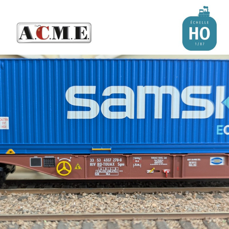 Wagon multimodal type Sgns Touax 60' avec container "SAMSKIP" EP V-VI HO ACME 40427 - Maketis Wagon multimodal type Sgns Touax 60' avec container "SAMSKIP" EP V-VI HO ACME 40427 - Maketis