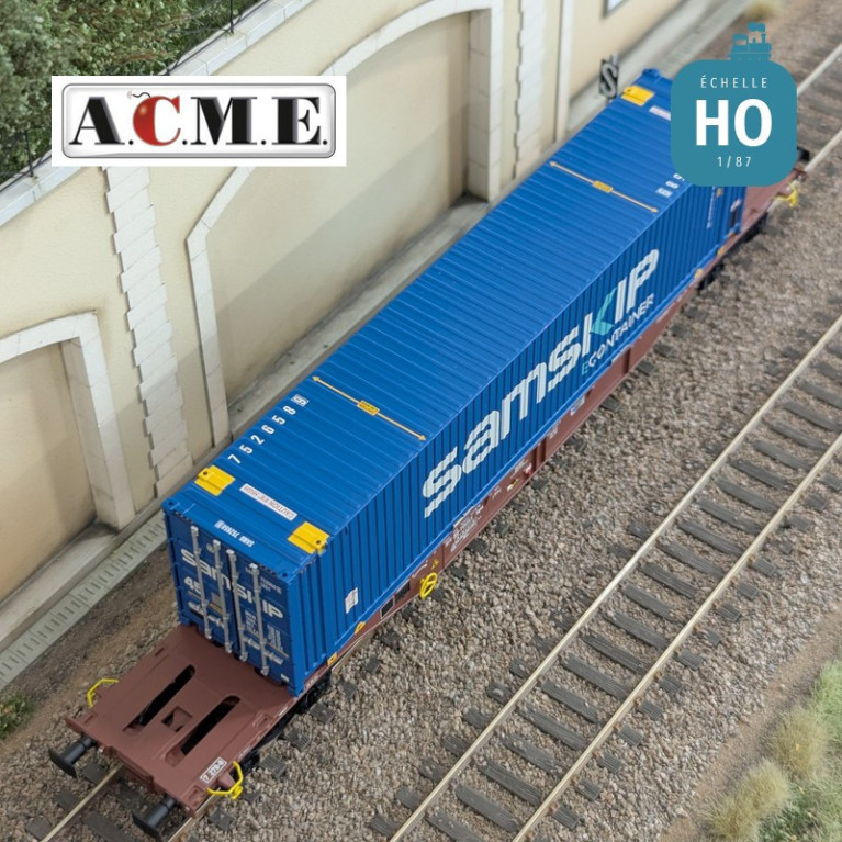 Wagon multimodal type Sgns Touax 60' avec container "SAMSKIP" EP V-VI HO ACME 40427 - Maketis Wagon multimodal type Sgns Touax 60' avec container "SAMSKIP" EP V-VI HO ACME 40427 - Maketis
