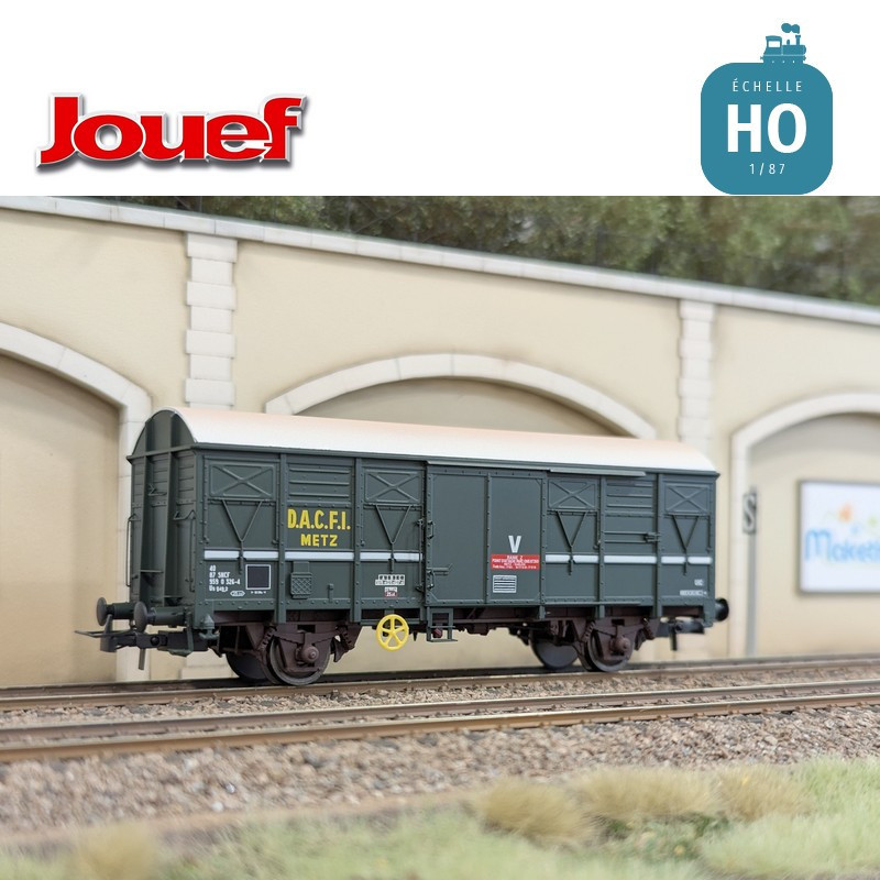 Wagon couvert à 2 essieux G4 livrée verte "D.A.C.F.I." Metz SNCF Ep V HO Jouef HJ6290 - Maketis