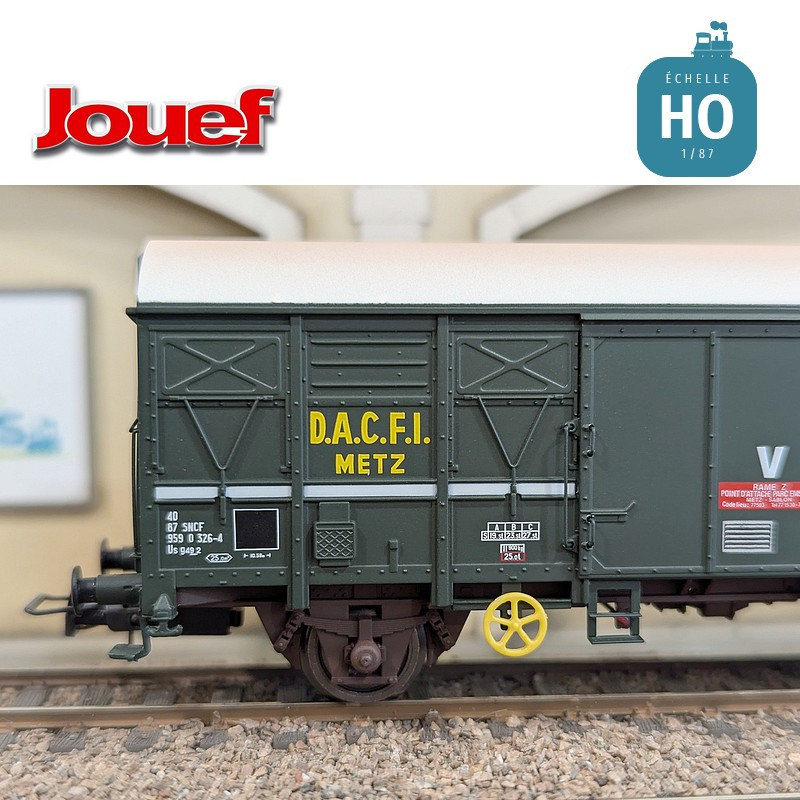 Wagon couvert à 2 essieux G4 livrée verte "D.A.C.F.I." Metz SNCF Ep V HO Jouef HJ6290 - Maketis