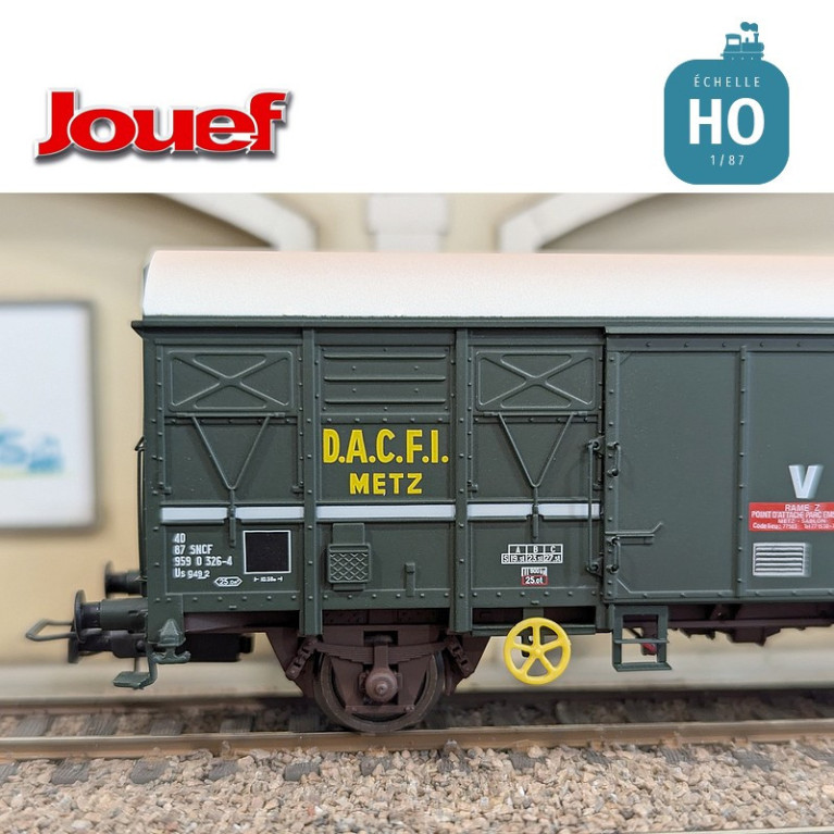 Wagon couvert à 2 essieux G4 livrée verte "D.A.C.F.I." Metz SNCF Ep V HO Jouef HJ6290 - Maketis