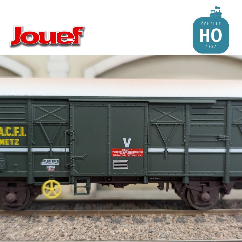 Wagon couvert à 2 essieux G4 livrée verte "D.A.C.F.I." Metz SNCF Ep V HO Jouef HJ6290 - Maketis