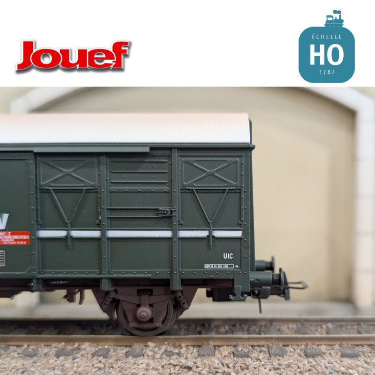 Wagon couvert à 2 essieux G4 livrée verte "D.A.C.F.I." Metz SNCF Ep V HO Jouef HJ6290 - Maketis