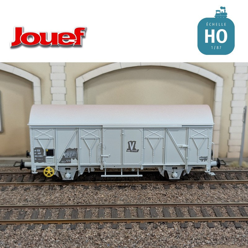 Wagon couvert 2 essieux Us (ex G4) livrée grise "V" Gare de Brétigny SNCF Ep IV HO Jouef HJ6311 - Maketis