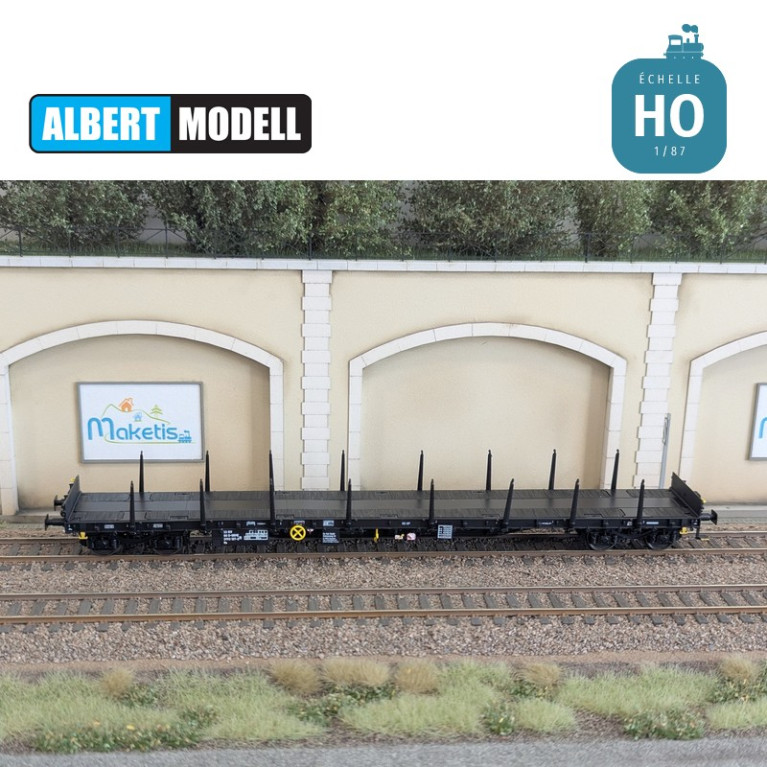 Flachwagen Rs schwarz Drehgestelle Y25 geschweißt On Rail Ep VI HO Albert Modell 399011 - Maketis Flachwagen Rs schwarz Drehgestelle Y25 geschweißt On Rail Ep VI HO Albert Modell 399011 - Maketis