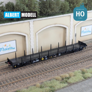 Black flat wagon with welded Y25 bogies On Rail Ep VI HO Albert Modell 399011 - Maketis