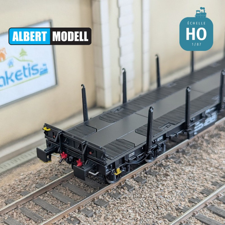 Flachwagen Rs schwarz Drehgestelle Y25 geschweißt On Rail Ep VI HO Albert Modell 399011 - Maketis Flachwagen Rs schwarz Drehgestelle Y25 geschweißt On Rail Ep VI HO Albert Modell 399011 - Maketis