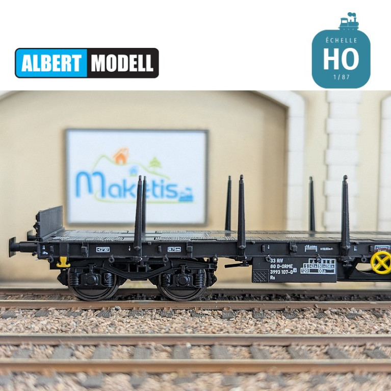 Flachwagen Rs schwarz Drehgestelle Y25 geschweißt On Rail Ep VI HO Albert Modell 399011 - Maketis Flachwagen Rs schwarz Drehgestelle Y25 geschweißt On Rail Ep VI HO Albert Modell 399011 - Maketis