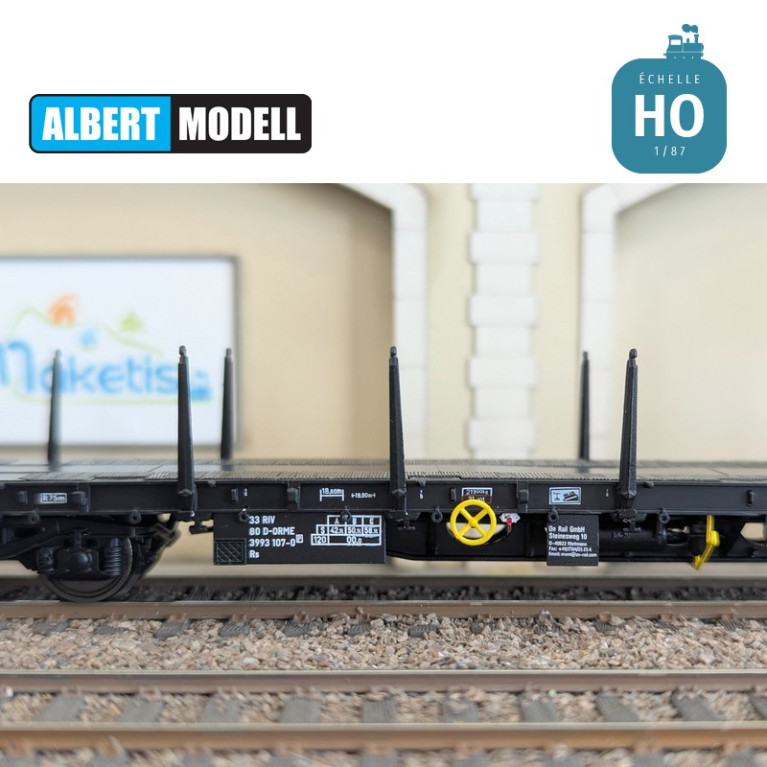 Flachwagen Rs schwarz Drehgestelle Y25 geschweißt On Rail Ep VI HO Albert Modell 399011 - Maketis Flachwagen Rs schwarz Drehgestelle Y25 geschweißt On Rail Ep VI HO Albert Modell 399011 - Maketis