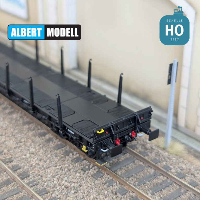 Flachwagen Rs schwarz Drehgestelle Y25 geschweißt On Rail Ep VI HO Albert Modell 399011 - Maketis Flachwagen Rs schwarz Drehgestelle Y25 geschweißt On Rail Ep VI HO Albert Modell 399011 - Maketis