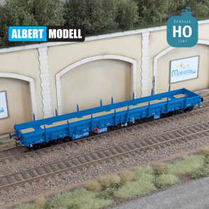 Wagon plat Res bleu bogies Y25 soudés SRR Ep VI HO Albert Modell 393008 - Maketis