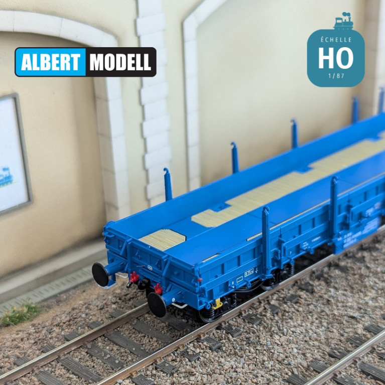 Wagon plat Res bleu bogies Y25 soudés SRR Ep VI HO Albert Modell 393008 - Maketis Wagon plat Res bleu bogies Y25 soudés SRR Ep VI HO Albert Modell 393008 - Maketis