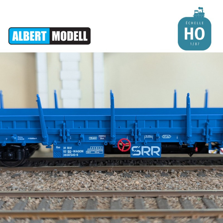 Wagon plat Res bleu bogies Y25 soudés SRR Ep VI HO Albert Modell 393008 - Maketis Wagon plat Res bleu bogies Y25 soudés SRR Ep VI HO Albert Modell 393008 - Maketis