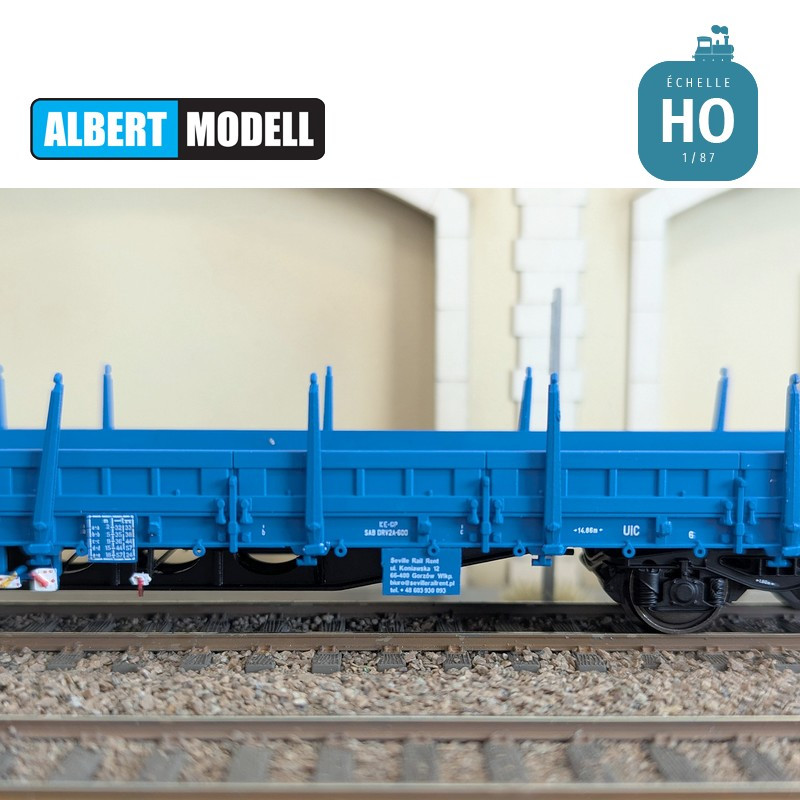 Wagon plat Res bleu bogies Y25 soudés SRR Ep VI HO Albert Modell 393008 - Maketis