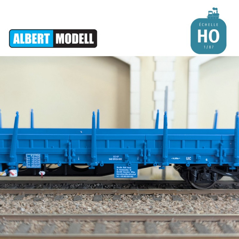 Wagon plat Res bleu bogies Y25 soudés SRR Ep VI HO Albert Modell 393008 - Maketis Wagon plat Res bleu bogies Y25 soudés SRR Ep VI HO Albert Modell 393008 - Maketis