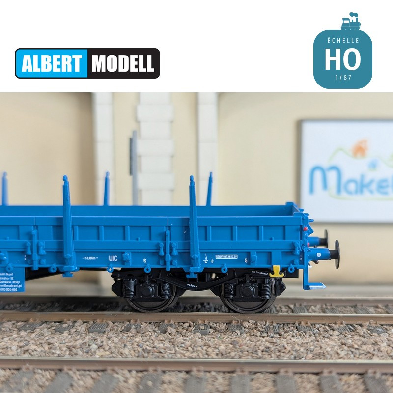 Wagon plat Res bleu bogies Y25 soudés SRR Ep VI HO Albert Modell 393008 - Maketis