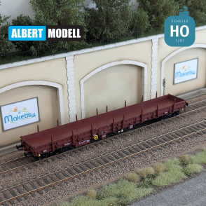 Res brown flat wagon with welded Y25 bogies, CFL Cargo Ep VI HO Albert Modell 399009 - Maketis