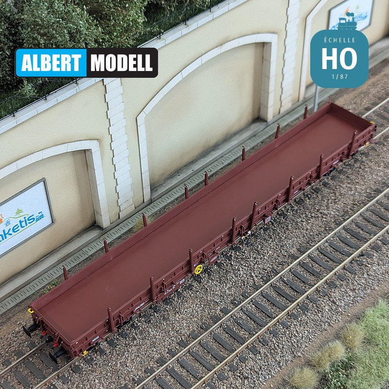 Res brown flat wagon with welded Y25 bogies, CFL Cargo Ep VI HO Albert Modell 399009 - Maketis