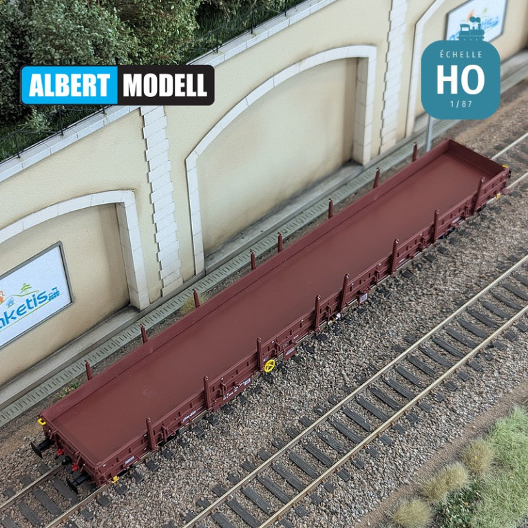 Res brown flat wagon with welded Y25 bogies, CFL Cargo Ep VI HO Albert Modell 399009 - Maketis Res brown flat wagon with welded Y25 bogies, CFL Cargo Ep VI HO Albert Modell 399009 - Maketis