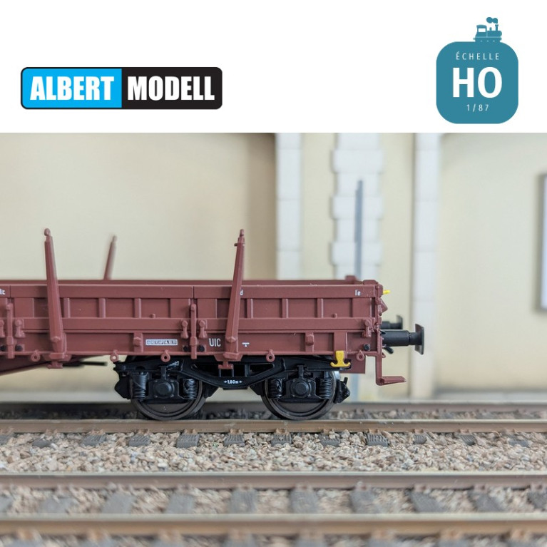 Res brown flat wagon with welded Y25 bogies, CFL Cargo Ep VI HO Albert Modell 399009 - Maketis Res brown flat wagon with welded Y25 bogies, CFL Cargo Ep VI HO Albert Modell 399009 - Maketis