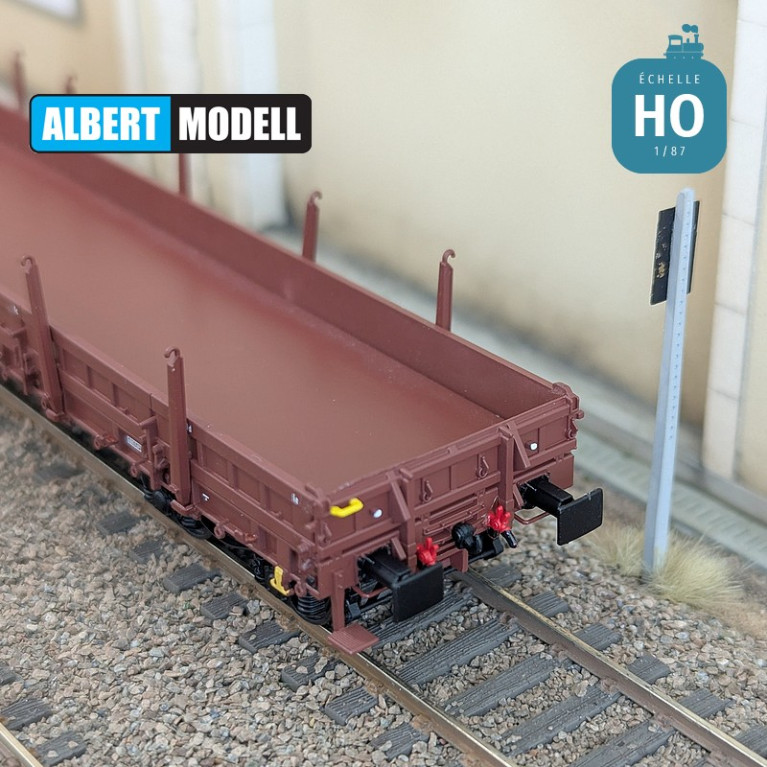 Res brown flat wagon with welded Y25 bogies, CFL Cargo Ep VI HO Albert Modell 399009 - Maketis Res brown flat wagon with welded Y25 bogies, CFL Cargo Ep VI HO Albert Modell 399009 - Maketis