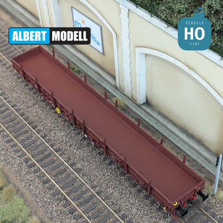 Res brown flat wagon with welded Y25 bogies, CFL Cargo Ep VI HO Albert Modell 399009 - Maketis Res brown flat wagon with welded Y25 bogies, CFL Cargo Ep VI HO Albert Modell 399009 - Maketis