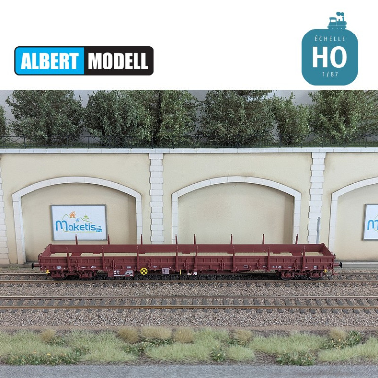 Res brown flat wagon UIC Y25 welded bogies CD Ep V HO Albert Modell 394001 - Maketis Res brown flat wagon UIC Y25 welded bogies CD Ep V HO Albert Modell 394001 - Maketis