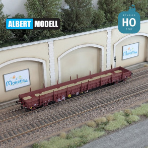 Wagon plat Res brun UIC bogies Y25 soudés CD Ep V HO Albert Modell 394001 - Maketis