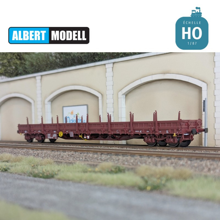 Res brown flat wagon UIC Y25 welded bogies CD Ep V HO Albert Modell 394001 - Maketis Res brown flat wagon UIC Y25 welded bogies CD Ep V HO Albert Modell 394001 - Maketis