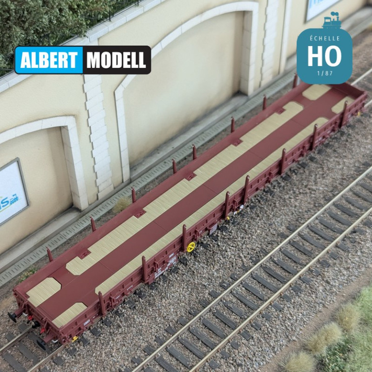Res brown flat wagon UIC Y25 welded bogies CD Ep V HO Albert Modell 394001 - Maketis Res brown flat wagon UIC Y25 welded bogies CD Ep V HO Albert Modell 394001 - Maketis