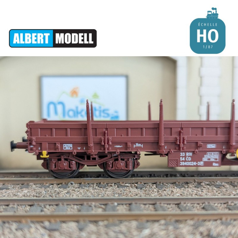 Res brown flat wagon UIC Y25 welded bogies CD Ep V HO Albert Modell 394001 - Maketis Res brown flat wagon UIC Y25 welded bogies CD Ep V HO Albert Modell 394001 - Maketis