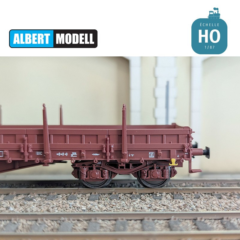Res brown flat wagon UIC Y25 welded bogies CD Ep V HO Albert Modell 394001 - Maketis