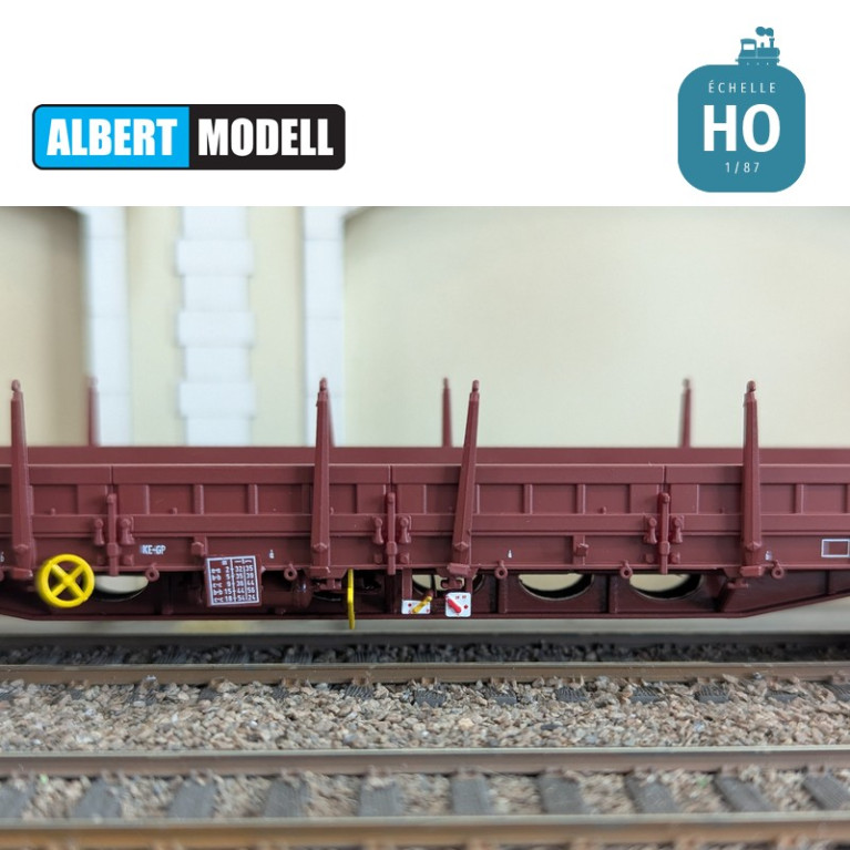 Res brown flat wagon UIC Y25 welded bogies CD Ep V HO Albert Modell 394001 - Maketis Res brown flat wagon UIC Y25 welded bogies CD Ep V HO Albert Modell 394001 - Maketis