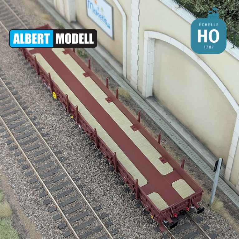 Res brown flat wagon UIC Y25 welded bogies CD Ep V HO Albert Modell 394001 - Maketis Res brown flat wagon UIC Y25 welded bogies CD Ep V HO Albert Modell 394001 - Maketis