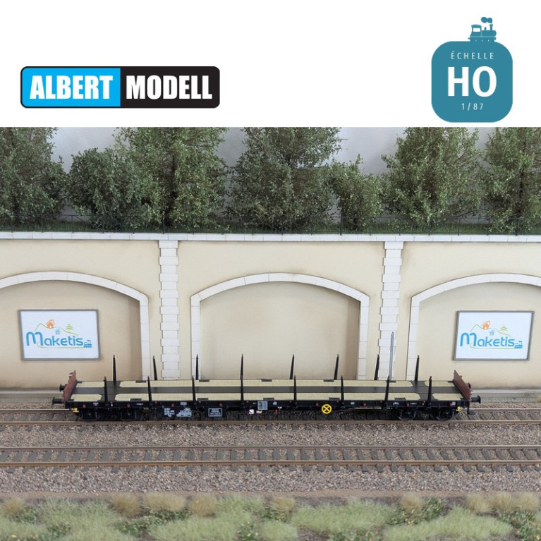 Black Rgs flat wagon with welded Y25 bogies HGK Ep VI HO Albert Modell 391022 - Maketis Black Rgs flat wagon with welded Y25 bogies HGK Ep VI HO Albert Modell 391022 - Maketis