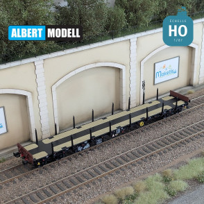 Black Rgs flat wagon with welded Y25 bogies HGK Ep VI HO Albert Modell 391022 - Maketis