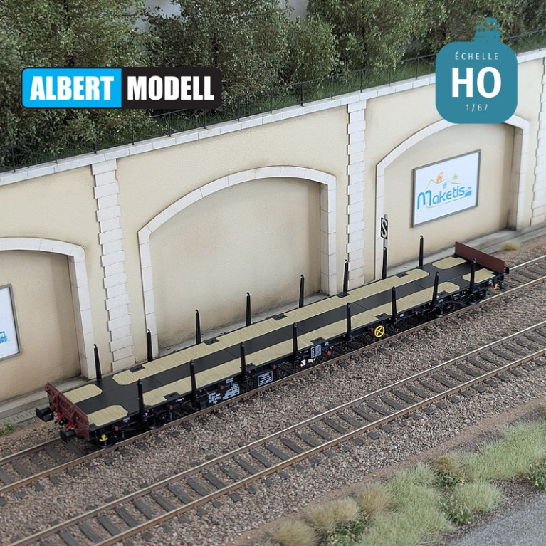 Black Rgs flat wagon with welded Y25 bogies HGK Ep VI HO Albert Modell 391022 - Maketis Black Rgs flat wagon with welded Y25 bogies HGK Ep VI HO Albert Modell 391022 - Maketis