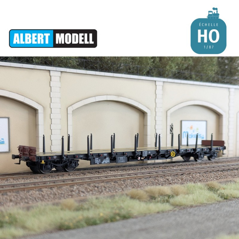 Black Rgs flat wagon with welded Y25 bogies HGK Ep VI HO Albert Modell 391022 - Maketis Black Rgs flat wagon with welded Y25 bogies HGK Ep VI HO Albert Modell 391022 - Maketis