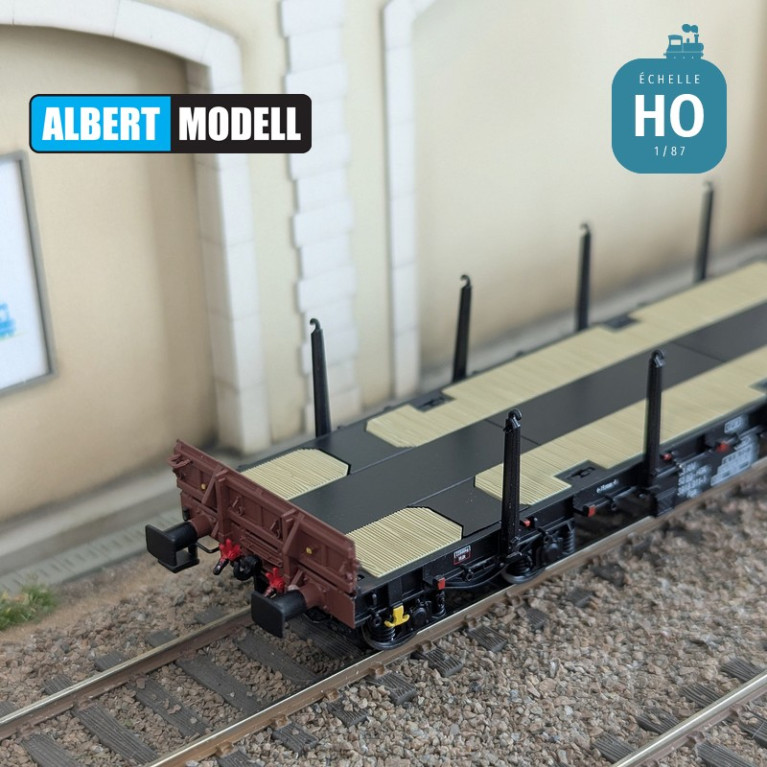 Black Rgs flat wagon with welded Y25 bogies HGK Ep VI HO Albert Modell 391022 - Maketis Black Rgs flat wagon with welded Y25 bogies HGK Ep VI HO Albert Modell 391022 - Maketis